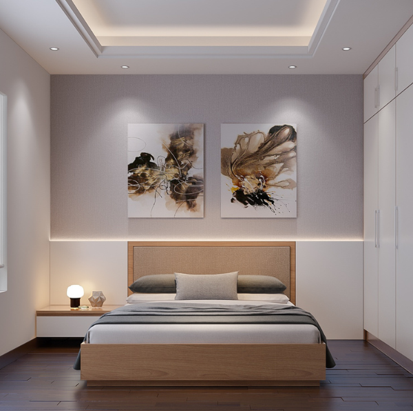 simple bedroom interior works with LED